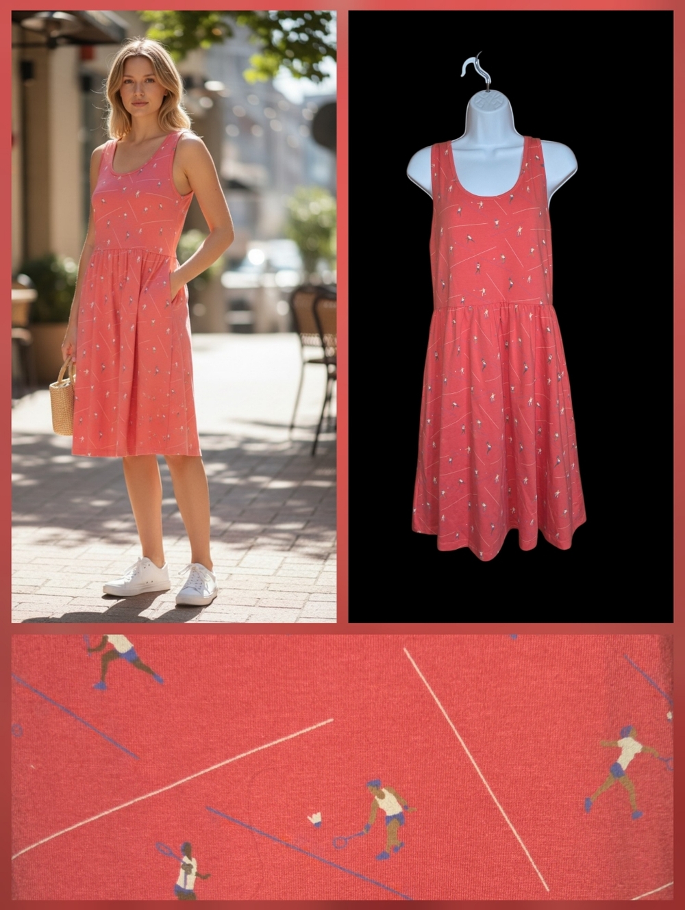 Mata Traders Organic Jersey Dress Badmitten Print Melon Size M Medium MSRP $109